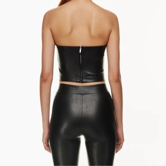 Babaton Ten Aritzia Cindy Sz 6 Dark Chocolate Vegan Leather Tube Top Back Zipper - Picture 2 of 14